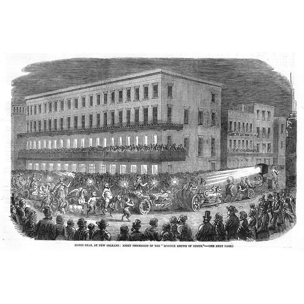 Historic Illustration of 1858 Comus Parade